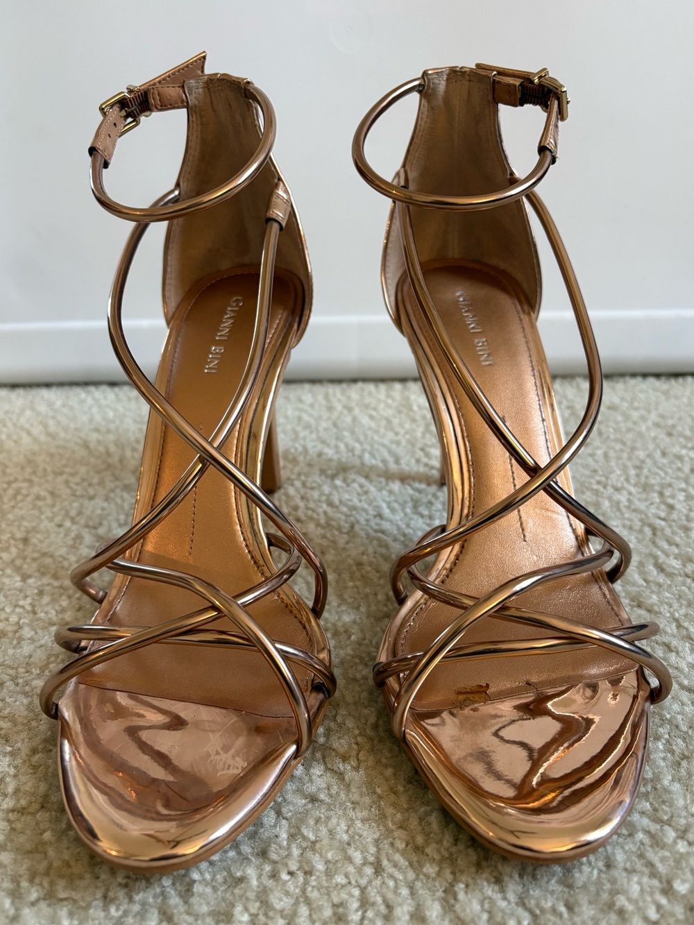 Gianni Bini Rose Gold Strappy High Heel Sandals